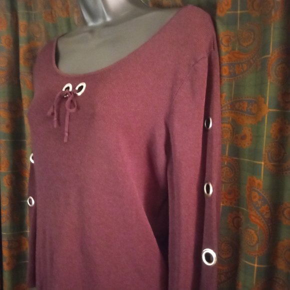 Versailles Grommet Bell-Sleeve Long Sleeve Top Blouse Shirt Size M - Picture 3 of 10